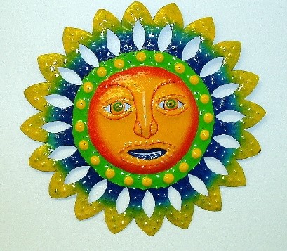 13in Metal Orange Face Island Sun Wall Decor